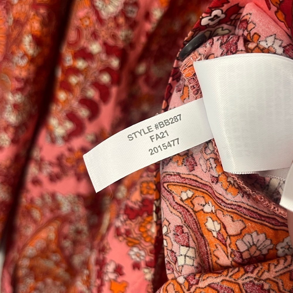 J. Crew Puff Sleeved Top Paisley pink size small cotton - Picture 5 of 6